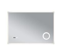 Espejo de pared con led racale para baño ip65 con reloj antivaho y lupa aluminio 70 x 100 x 3 cm - blanco [pro.tec]