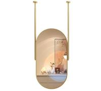 Espejo de Pared con Marco de Metal Dorado, Espejo de baño Flotante Decorativo Sencillo para recibidores, aseos y vestidores (50x70cm)