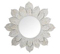 Espejo de Pared con petalos de Metal Blanco y Dorado 117x117x5,5cm