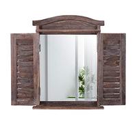 Espejo de pared con postigos, madera, Braun Shabby, 5cm l x 42cm b x 53cm h