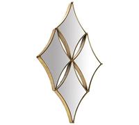 Espejo de Pared con Rombos de Metal en Dorado 6x54x89 cm