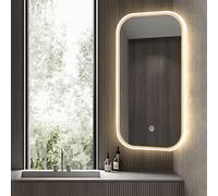 Espejo De Pared De Esquina Giratorio Con Luz, Espejo De Baño LED, 40X70cm,40X80cm,50X80cm,60X90cm Espejo Decorativo Con Marco De Aluminio, Rotación De 360°, 3 Colores De Luz Regulable ( Color : White