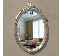 Espejo de pared de estilo barroco vintage, 76 x 50 cm, espejos decorativos para baño o dormitorio, acabado de latón Art Deco, montado en la pared