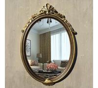 Espejo de pared de estilo barroco vintage, 76 x 50 cm, espejos decorativos para baño o dormitorio, acabado de latón Art Deco, montado en la pared