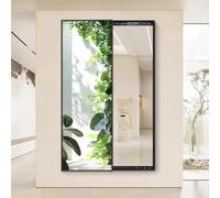 Espejo de pared de longitud completa con diseño de empuje y tirar, elegante espejo de tocador para decoración de entrada, sala de estar y dormitorio, solución para ahorrar espacio