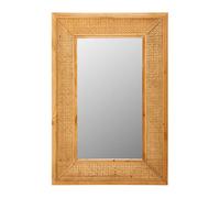 Espejo de pared de madera y rejilla marrón 60x0,4x90