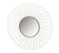 Espejo de Pared Decorativo Sol Dorado de Metal para Sala de Estar, Dormitorio y baño de 45x45 cm (56 cm)