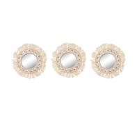 Espejo de pared home esprit blanco cristal macramé boho 20 x 1 x 20 cm (3 piezas) 1 cm