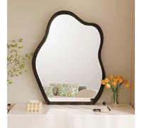 Espejo de pared irregular negro - Espejo decorativo con marco de madera para tocador para sala de estar, baño, dormitorio y entrada, 45 x 60 cm