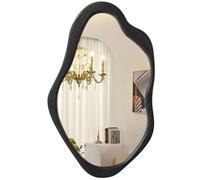 Espejo de pared irregular pequeño asimétrico espejos de pared decorativos montados en la pared moderno único orgánico para decoración de pared sala de estar baño dormitorio entrada negro
