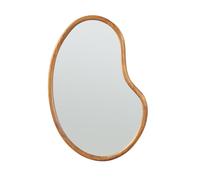 [en.casa] Espejo de Pared Asimétrico Espejo Baño Salón Elegante Diseño Atemporal con Ganchos de Suspensión Sin Distorsiones Marco Madera de Paulownia MDF 75 x 55 cm - Efecto Roble