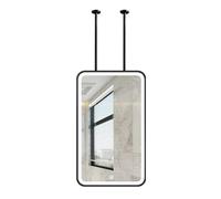 Espejo de pared LED con marco de metal de 50 cm x 80 cm, espejo rectangular iluminado para baño, ideal para afeitado y maquillaje, elegante diseño negro