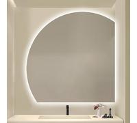 Espejo de pared moderno sin marco de 36 pulgadas, 3 colores, regulable, 40 pulgadas, antivaho, espejo retroiluminado con interruptor táctil para decoración del hogar (corte inferior derecho, 70 x 70