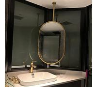Espejo de Pared Ovalado con Marco de Metal Dorado y Brazo para Colgar en el Techo, Espejo elíptico para Maquillaje, Afeitado, baño, Pasillo, Espejos flotantes Decorativos, Dorado (tamaño: 50