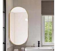 Espejo de pared ovalado giratorio para baño, 30 x 50, 35 x 60, 40 x 70 cm, espejo de maquillaje ajustable con brazo oscilante, uso vertical y horizontal, perfecto para cualquier espacio