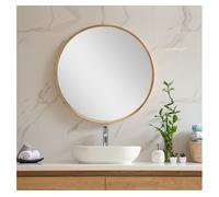 Espejo de pared para el baño modugno aluminio redonda ø 50 cm dorado [en.casa]
