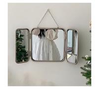 Espejo de pared plegable de tres pliegues con cadena, espejo de maquillaje y afeitado, elegante espejo cosmético para baño, sala de estar y pasillo, diseño que ahorra espacio