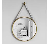 Espejo de pared redondo con gancho, 40 cm, 50 cm, 60 cm, 70 cm, diseño de metal HD a prueba de explosiones, para baño, dormitorio, sala de estar, decoración elegante y duradera