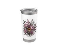 Espejo de peluquería floral con diseño de colibrí Vaso térmico de acero inoxidable de doble pared