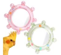 Espejo de periquito para jaula, giratorio de sonido de rueda de 2 piezas | Accesorios para jaula de periquitos | para conures cacatúas, enriquecimiento, juego, aburrimiento, soledad, canarios
