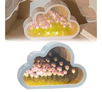 Espejo de pétalos infinitos, espejo de pétalos celestial, espejo de lámpara de tulipán de nube, espejo de nube de flor de tulipán, luz nocturna de espejo de tulipán de nube de bricolaje 20 flores rega
