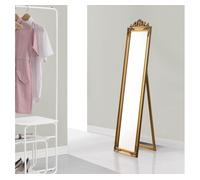 [en.casa] Espejo de Pie Cuerpo Entero Arezzo Espejo Recibidor Estilo Barroco con Soporte Ajustable Inclinable Rectangular Decoración Salón Dormitorio Marco de Eucalipto 160 x 40 cm - Dorado