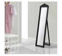 Espejo de pie arezzo - 160x40 cm - inclinable - ajustable - marco eucalipto - negro [en.casa]