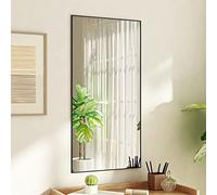 Espejo de Puerta Minimalista - Ajustable, Ahorra Espacio, para Dormitorio y Sala de Estar - Negro, Aluminio, 50x100 cm