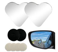 Espejo de punto ciego - 2 espejos convexos desmontables en forma de corazón | Asistente de seguridad de gran angular y fácil instalación | Espejo retrovisor ciego para automóviles y motocicletas |