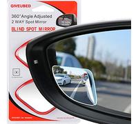 Espejo de punto ciego, espejo curvado en forma de ventilador, vidrio HD de gran angular, sin marco, ajustable de 360°, espejo de visión trasera convexo para coches, camiones y SUV, 2 piezas