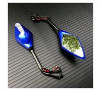 Espejo De Repuesto Moto 2 Unids/par Motocicleta LED Intermitentes Espejo Retrovisor Scooter E-Bike Convexo Lateral Trasero 10mm Antivibración(Blue)