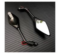 Espejo De Repuesto Moto 2 Unids/par Motocicleta LED Intermitentes Espejo Retrovisor Scooter E-Bike Convexo Lateral Trasero 10mm Antivibración(Black)