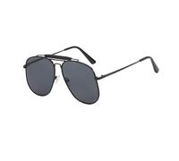 Espejo de sapo Mujeres Gafas de marco de metal Hombres Ultra luz UV resistente Gafas de sol de conducción (Negro)