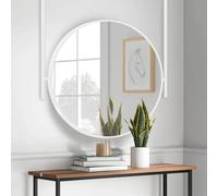 Espejo de Techo Colgante de diseño nórdico con Marco de Metal y Brazo Flotante Decorativo Sencillo para baño, Entrada o decoración del hogar (Diámetro: 40 cm/15,7 Pulgadas).