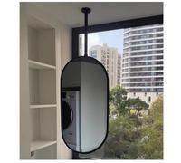 Espejo De Techo con Marco Metal, Espejo Suspensión Varilla Flotante, Adecuado For Decoración Hoteles Y Apartamentos(Black,50x100cm)