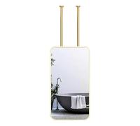 Espejo de techo con varilla, espejo de tocador de pared, para baño, aseo, espejo de tocador, espejo decorativo de pared para pasillo de entrada con marco de metal, colgador de techo (tamaño: