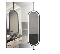 Espejo de techo, espejo ovalado colgante giratorio de doble cara, espejo de baño iluminado suspendido con botón táctil ligero, para baño de hotel, baño, guardarropa, sala de estar, entrada (negro, 4