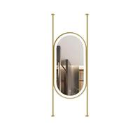Espejo de techo LED, espejo de baño HD con iluminación de control táctil, espejo de tocador ajustable para afeitado, acabado dorado, tamaño grande 50 x 80 cm