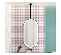 Espejo de Techo Ovalado de Doble Cara con luz LED giratoria de 3 Colores y Barra Flotante para Colgar en el hogar o en hoteles (Negro, 40x70cm).