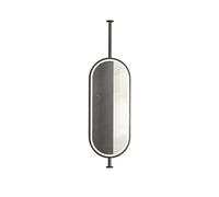 Espejo De Techo Ovalado De Doble Cara, Rotación De 360°, Luz LED, Apto For Entrada, Guardarropa Y Hogar.(Black,60x90cm)