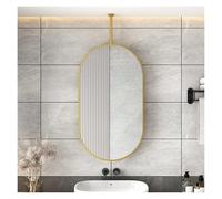 Espejo de Techo Ovalado de Metal para baño, Espejo de tocador HD, Ideal para Entrada, guardarropa y decoración del hogar (se Puede Personalizar) (Dorado, 60 x 90 cm)