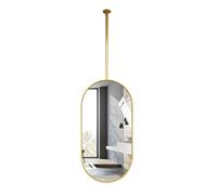 Espejo de techo ovalado, marco de metal, espejo flotante para tocador de baño,