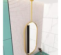 Espejo de techo ovalado nórdico, elegante espejo de tocador de metal negro para decoración de baño y sala de estar, espejo de maquillaje flotante montado en la pared (tamaño: 40 cm x 60 cm)