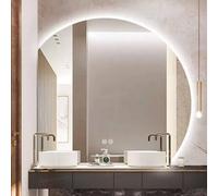 Espejo de tocador antivaho Grande sin Marco con retroiluminación, Espejo de Pared Moderno semicircular de Cuerpo Entero con Forma de Media Luna, 3 Colores de luz, Ideal para el baño (Corte i