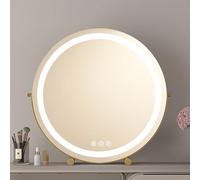 Espejo de tocador con luces ajustables - Espejo de maquillaje y afeitado redondo grande iluminado para un aseo impecable y mejora de la belleza