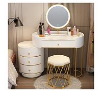 Espejo De Tocador Con Luces Y Juego De Mesa Tocador Dormitorio Mesa de maquillaje simple Mesa de almacenamiento Gabinete de almacenamiento Espejo de maquillaje Taburete de maquillaje Conjunto combinad