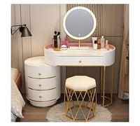 Espejo De Tocador Con Luces Y Juego De Mesa Tocador Dormitorio Mesa de maquillaje simple Mesa de almacenamiento Gabinete de almacenamiento Espejo de maquillaje Taburete de maquillaje Conjunto combinad