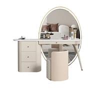 Espejo De Tocador Con Luces Y Juego De Mesa Tocador Mesa de maquillaje Dormitorio Espejo completo Gabinete de almacenamiento Conjunto todo en uno Cajón de maquillaje for damas Mesa de maquillaje Tocad