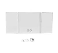 Espejo de tocador con Visera Solar para Coche de Triple Pliegue, Espejo de Maquillaje Plegable con luz LED, Brillo Ajustable para Mujeres conductoras, diseño Compacto, Ajuste