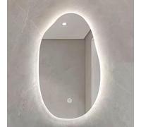 Espejo de tocador de baño con luz Ovalada Irregular, 40 x 70 cm, 50 x 80 cm, 60 x 90 cm, Espejo de Maquillaje LED Regulable sin Marco montado en la Pared, Espejo Decorativo Moderno Grande (t